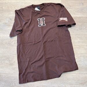 Mens HUF Thrasher Brown T-Shirt with Logo L NWT